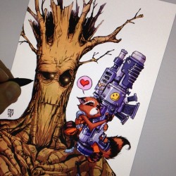 skottieyoung:  Working on a cover. #rocketraccoon