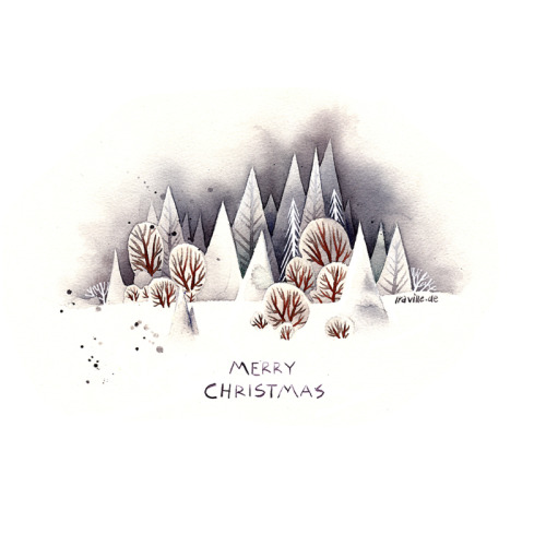 2 snowy watercolor winter illustrations i did for some christmas cards. i also made a progress video