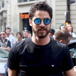 darrenandchrisnews:   rdnphotographie Blue like the sea for 🔹 Darren Criss 🔹 @darrencriss outside @dior ✨   June 26, 2018 