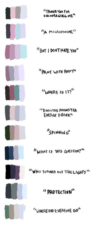 phemiec:Some desaturated+pastel palettes I made based off of That Poppy videos. Enjoy, no credit nee
