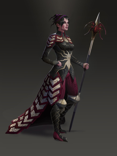andrewartwork:My take on Morrigan in Tevinter finery.  Though the spider emblem accidentally ended u