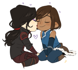 magicbees:  commissioned johnnybooboo for some korrasami lineart n I colored it up ;w;(I luv coloring if u ever need some color just say hey)  &gt; u&lt; &lt;3