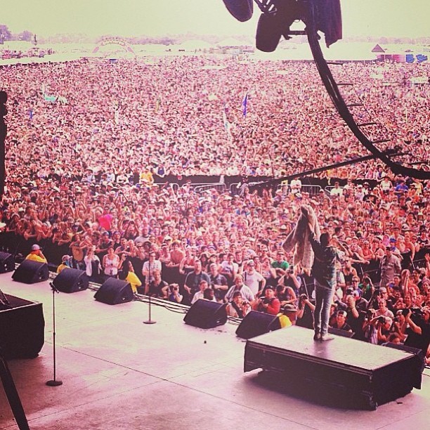 And that’s less than half the crowd! 60,000 came out to our set at Bonnaroo today. Incredible feeling….Thank you #sharkfacegang. Photo by @heyitskenn