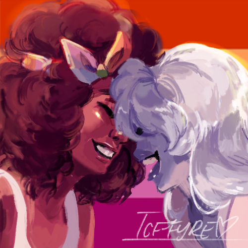 ice-fyre: aa today’s lesbian day of pride month!!! so i drew these perfect lesbians