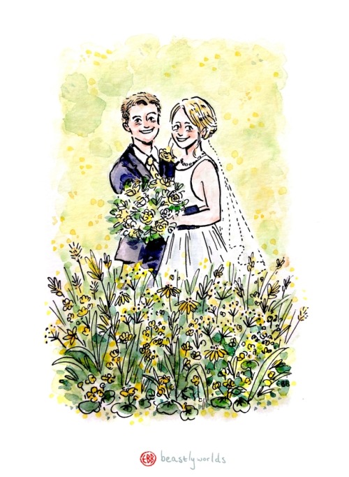 An ink & watercolour wedding portrait (+ sketches)Thank you again for this lovely commission, Ha