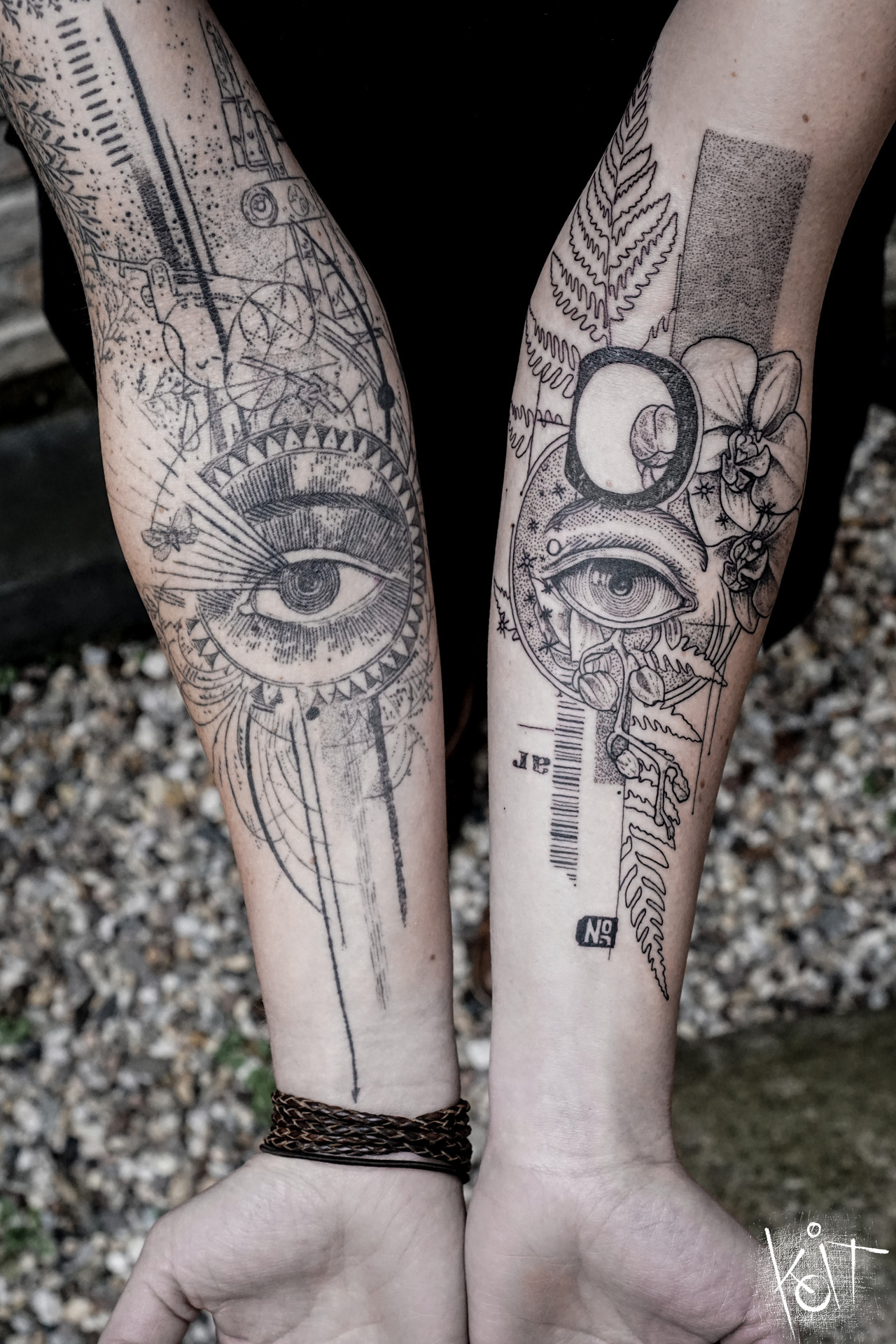 Koit Tattoo — Eyes - black tattoo on forearm by KOit, Berlin....