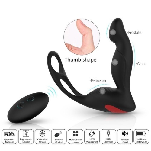 howhugeistoohuge: Double pleasure is yours with Premium Automatic Prostate Stimulator with Cockring. It is designed for ease of use, with 8 modes of vibration, each with 9 custom speeds of intensity 😍😍.   It stimulates your penis, your balls and