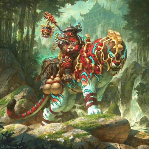 countrypaw:Pandaren Brewmaster and Ban-Lu, the Wanderer’s Companion by Finnish artist Veli Nyström.