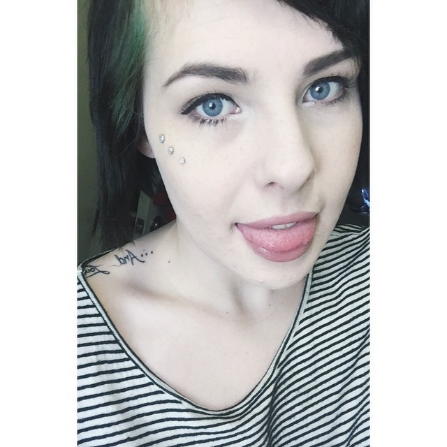 Kept a little green 😋   #blueeyes #dermals #piercings #tattoo #tattoos #alternative