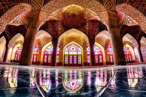littlelimpstiff14u2:  The Stunning and Very Rare Architectural Photography of Iranian Mosque Interiors by Mohammad Rez Domiri These incredible photos capture the intricate detail of the Middle East’s grandest temples - a kaleidoscope of colours on their