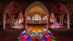 deducecanoe:  mymodernmet:  The stunning Nasir al-mulk Mosque hides a gorgeous secret between the walls of its fairly traditional exterior: stepping inside is like walking into a kaleidoscope of colors. Every day, the rays of the early morning sun shine