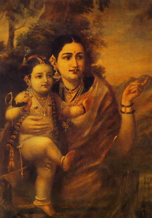 Krishna and Yashoda by Raja Ravi Varma