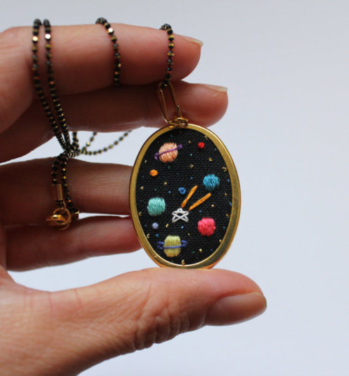 figdays: Hand embroidered ’ Space ’ Necklace //  BaobapHandmade