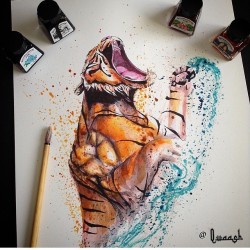 halfsleevetats:  Tiger #art Artist:@qwaash http://ift.tt/1zm2VaB