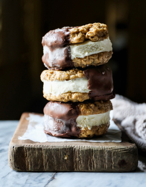 foodffs: Chocolate-Dipped Oatmeal Cookie Ice Cream Sammies Follow for recipes Is this how you roll?