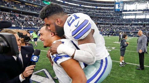 jerseyguysexposed2:  bosetop:  xemsays:  xemsays:  they are so cute together, arent they? BROMANCE between Ezekiel Elliott & Dak Prescott   points  Lmaoo I really love tumblr they really dropped that pic like bloop