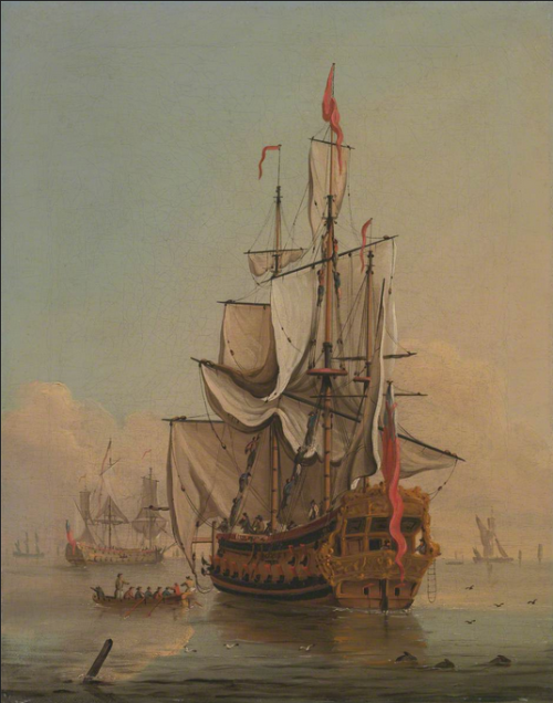 Shipping in a Calm, by Peter Monamy (1681–1749) 