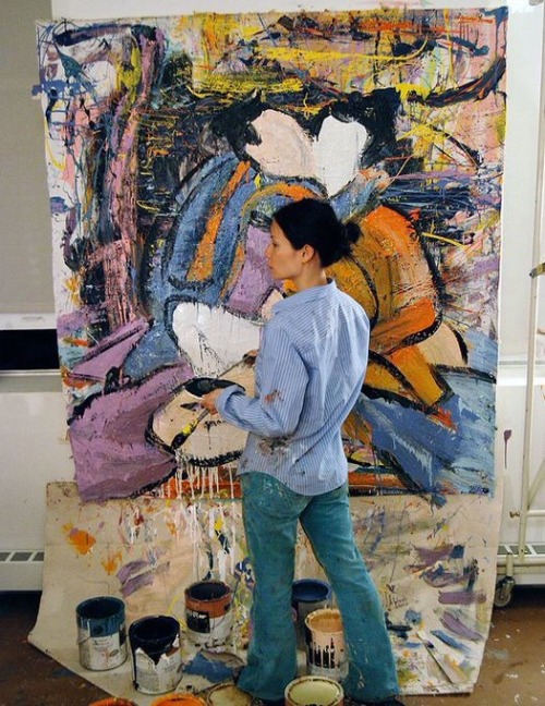 Porn Pics 90sbluejeans:Lucy Liu in her studio.