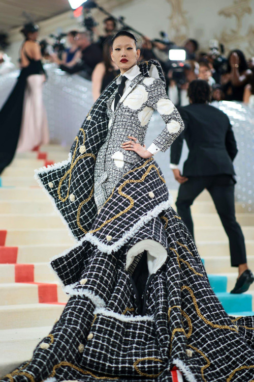 Sora Choi wearing Thom Browne at the 2023 Met Gala