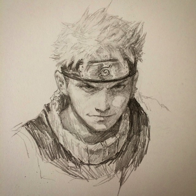 Black And White Handmade Naruto Sketch Size A4