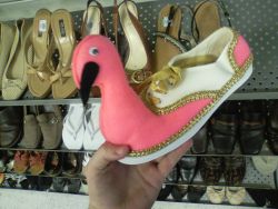 grandthriftoutro:  Shoes like these wind up at Goodwill because the person was honest with themselves: They simply couldn’t handle the power of flamingo-toed shoes. Whoever you are, thank you for your honesty. Someone WILL come along, and it will be