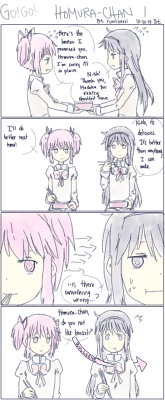 rumiberri:  this counts as yesterday’s and today’s MadoHomu It’s an AU without magic… Edit: oops, well tell me if you can’t read it 