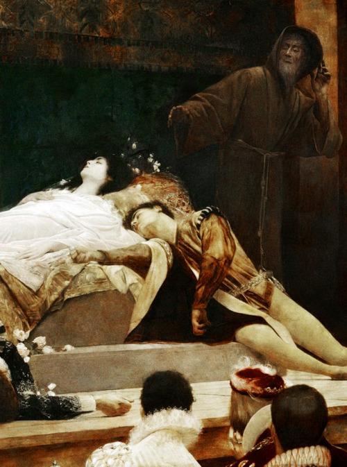 aqua-regia009:Theatre of Shakespeare (Detail), 1886 - Gustav Klimt The Death of Romeo and Juliet. Pe