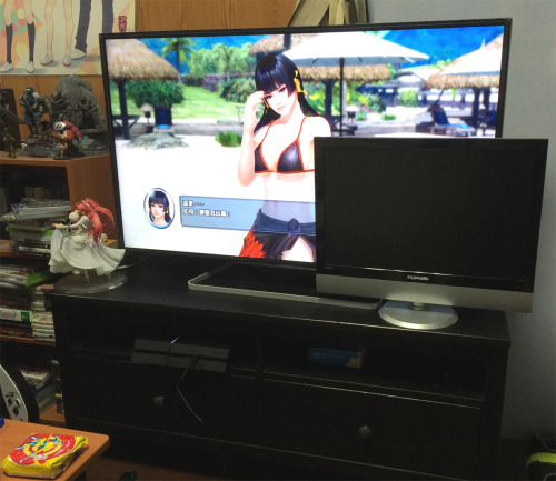 Bought a new TV for playing DOAX3, the small black one is my old TV bought 7~8 years ago, look at th