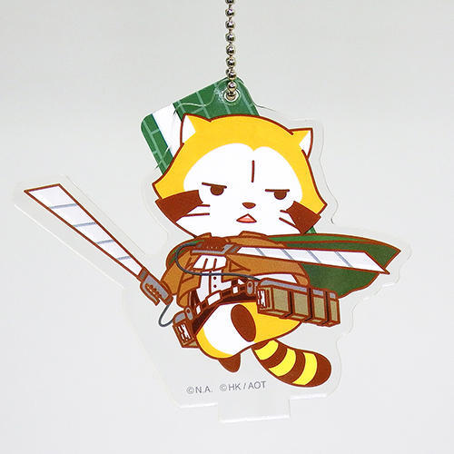 Raccoon Levi merchandise from the Shingeki no Kyojin x Araiguma Rasukaru (Rascal the Raccoon) collaboration!Release Date: May 13th/20th, 2016Retail Prices: 1,400 Yen (Plush mascot); 800 Yen (Acrylic keychain); 550 Yen (Can badge); 800 Yen (Rubber