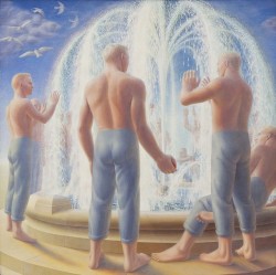 George Tooker  -  Fountain   (egg tempera