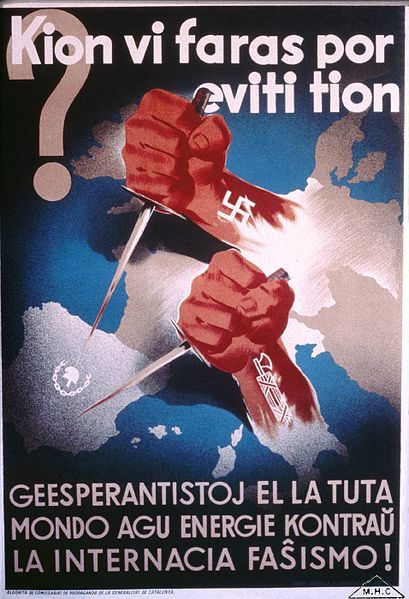 useless-catalanfacts:large-hard0n-collider:Poster issued in Esperanto by the Catalan government duri