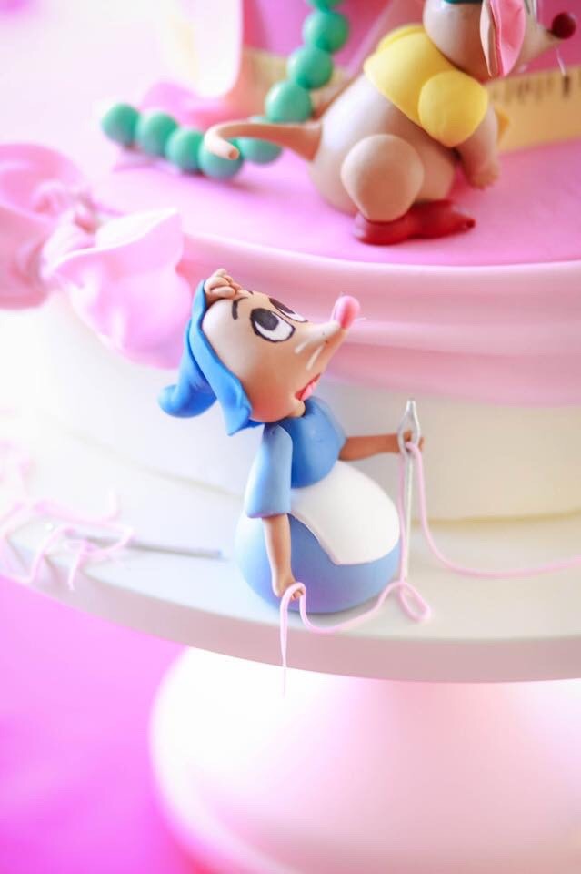 mischiefmakercakes:  Cinderella cake with sugar figures! The flying birds and mice