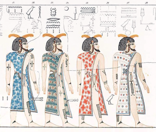 Ancient Libyans as depicted in the tomb of King Seti I of Egypt, c. 1279 B.C.