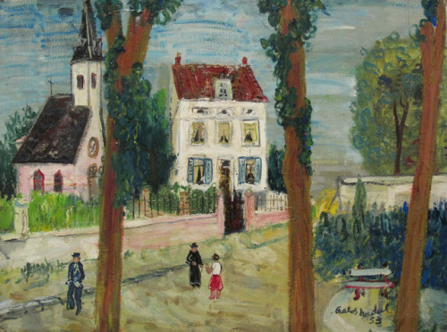 Arrabales de París , Outskirts of Paris   -    Carlos Nadal,  1953 . Catalan, 1917-1998Oil on canvas