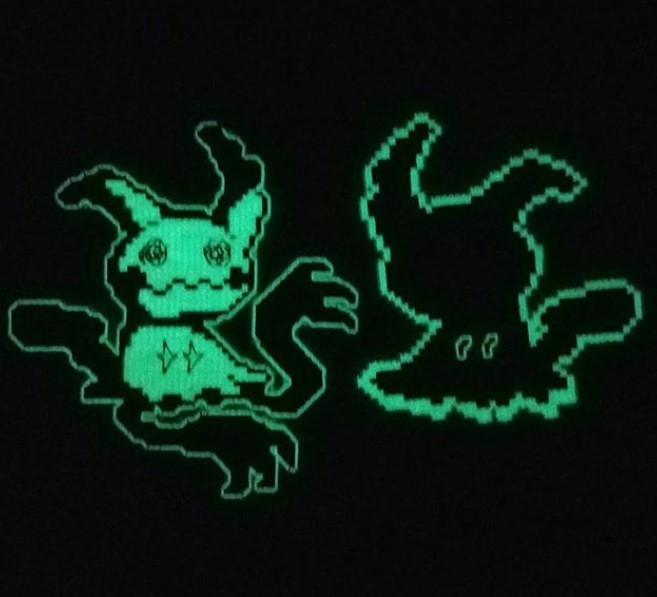 retrogamingblog:Glow-in-the-dark Pokemon Cross-stitches made by MeleeMissyStitchery