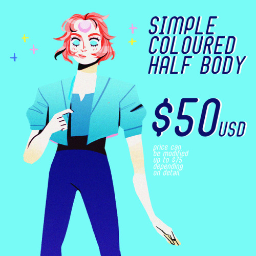 illustraice:hi!  i’m opening commissions <3 it’s been a weirdly rough month for me, and financial