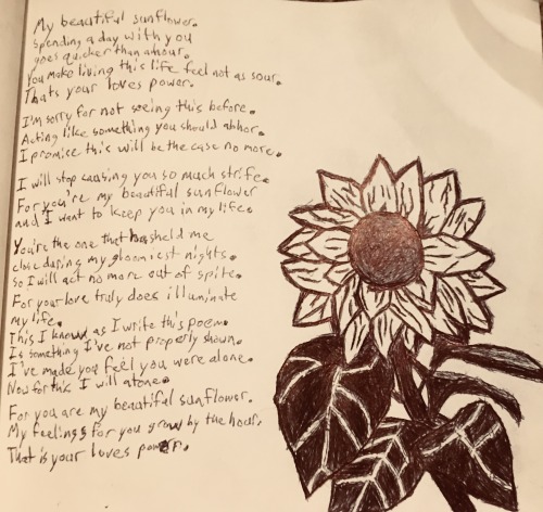 agenderturtle: Sunflower   My beautiful sunflower. Spending a day with you goes quicker than an hour
