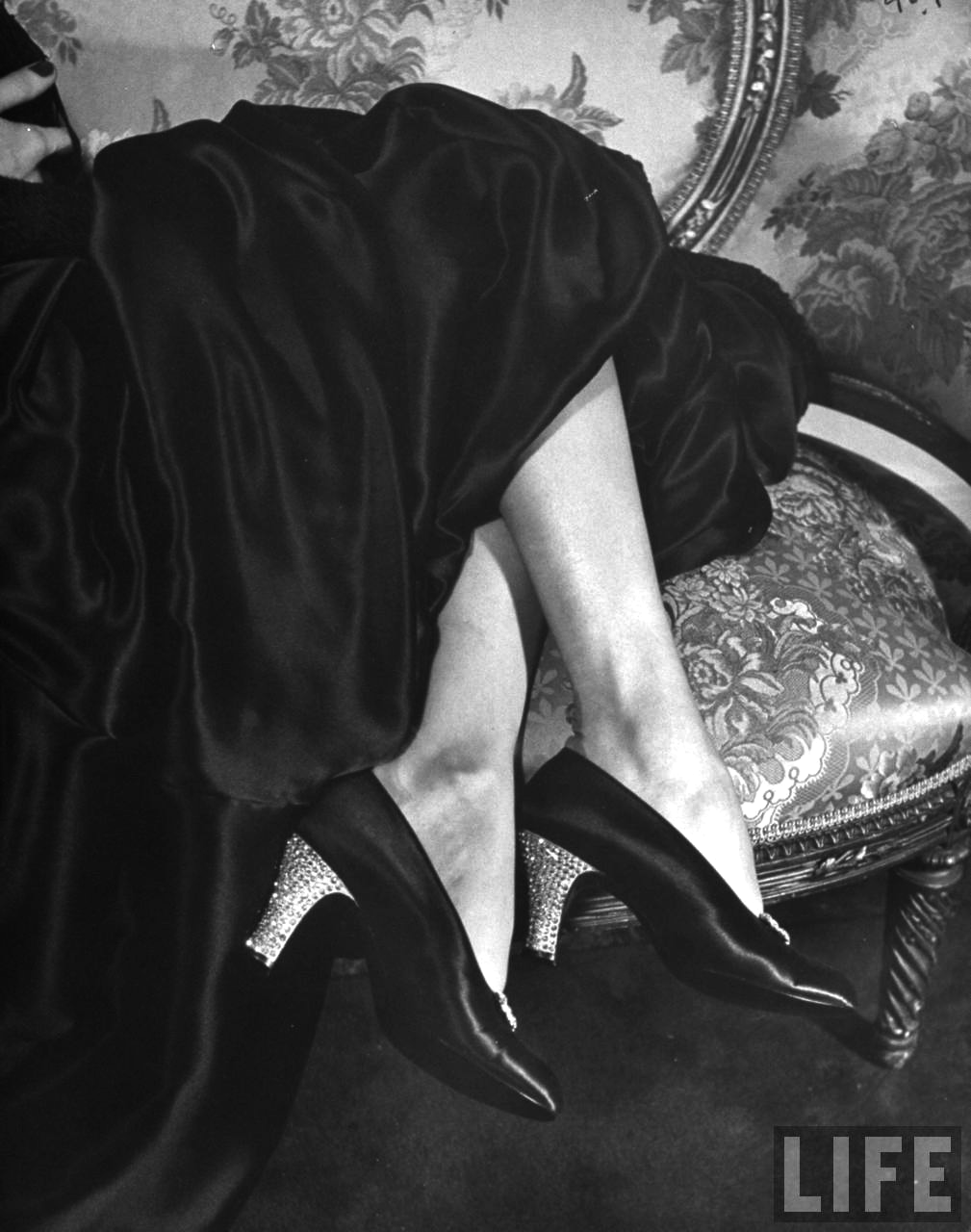 onlyoldphotography:  Nina Leen: Rhinestone heels, imported from France, being worn