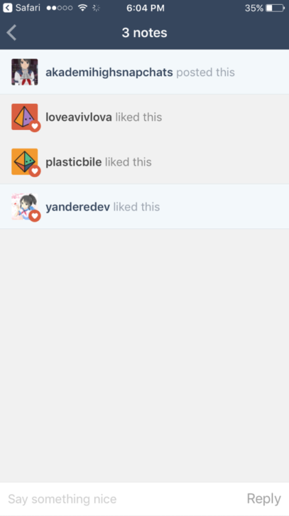 SORRY TO INTERRUPT YOUR DAY BUT I HAVE AN IMPORTANT ANNOUNCEMENT!!!!OMG YANDERE DEV LIKED MY POST 