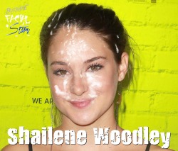 facialstars:  Shailene Woodley bukkake cum facial fake