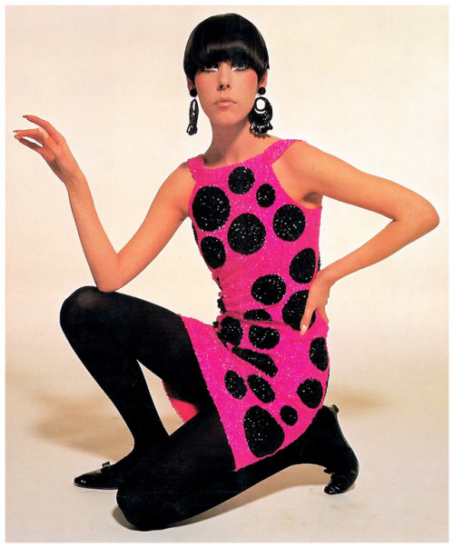 Peggy Moffitt wearing Pierre Cardin, photographed by William Claxton, 1965