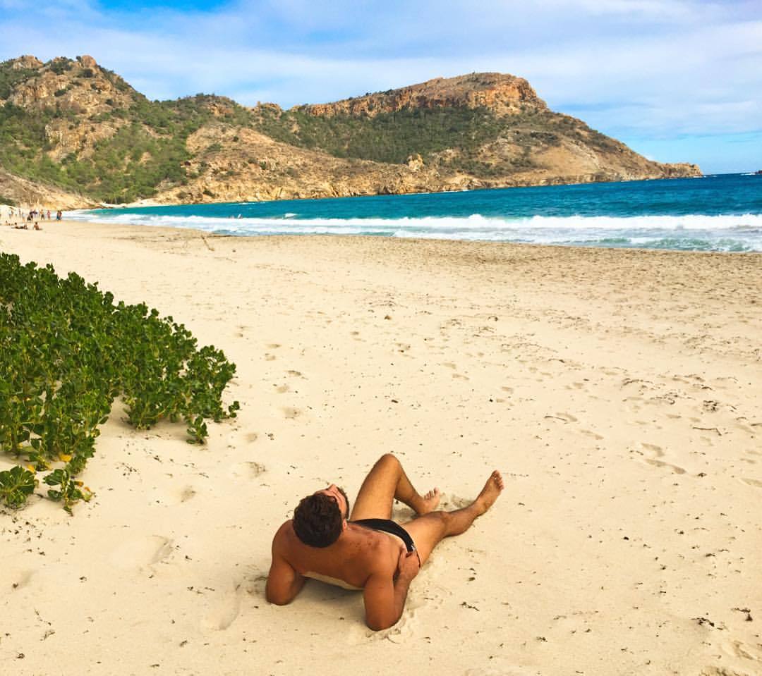 thecaribbeanking:  Soaking up the sun in Saline #stbarths  (at Saline Beach, St Barth)