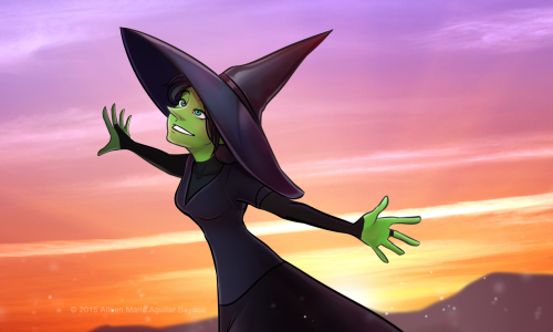 Burning out from work, so I thought I’d cool down by drawing Elphaba. “Defying Gravity” has been stu