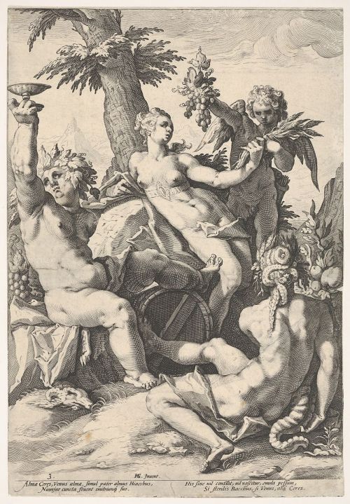 The Alliance of Venus with Bacchus and Ceres by Jacob Matham (16th Century)