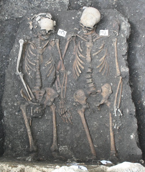A double burial in Cluj-Napoca, Romania, where a male and a female skeleton from the late Middle Age