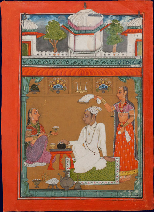 An Illustration from a Ragamala series, Raga Mistanga, Son of Malkos - Pahari Painting, c. 1700-1720