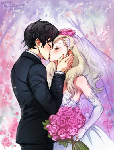 #822 ShuAnn Wedding Kiss (Persona 5)Illustration I made for the ShuAnn Wedding Zine “With The Stars And Us”.You can purchase the book and other goodies here during their leftovers sale.Support me on Patreon