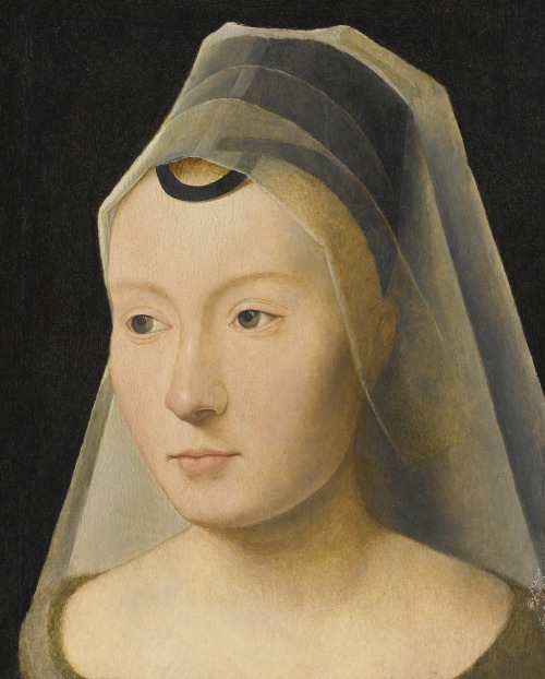 Hans Memling (attributed), Portrait of a Young Woman (1430/40 - 1494). Oil on panel, 23.2 by 18.4 cm