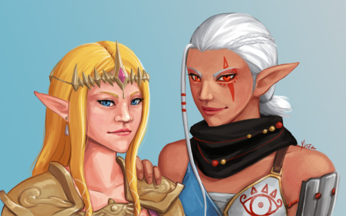Zelda and Impa for kumoridragon. They kind of wound up with this look like “yes we are better 