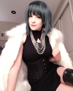 hiso-neko:  Fubuki (One Punch Man)💚❄️  So the dress I bought for her a while back is a total disaster, which is why I went with this one for the time being. (And don’t worry, the fur is fake!)   &lt;3 &lt;3 &lt;3